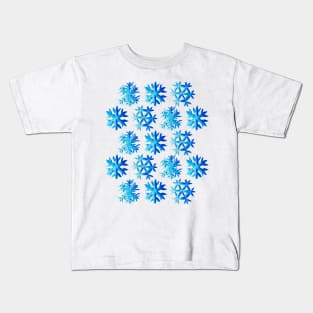 Blue Watercolor Snowflake Pattern Kids T-Shirt